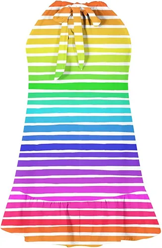 Vista 4 de Fowoukior Summer Dresses for Women 2022 Casual Elegant Dress Floral Print Dress Halter Neck Dress Sleeveless Tank Ruffles Trim Dress Yellow
