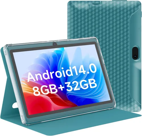 Vista 8 de HOTTABLET Tablet Android 14.0 de 7 pulgadas con funda protectora, 8 GB (4+4 GB expandir) RAM+ 32 GB ROM, pantalla IPS, cámara dual, Bluetooth 5.0