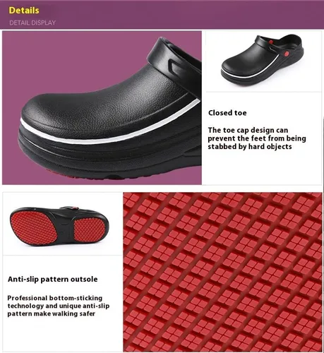 Vista 2 de Zapatos de trabajo antideslizantes para hombre y mujer - Enfermería - Zapatos de chef - Enfermeras - Zuecos para el trabajo - Impermeable