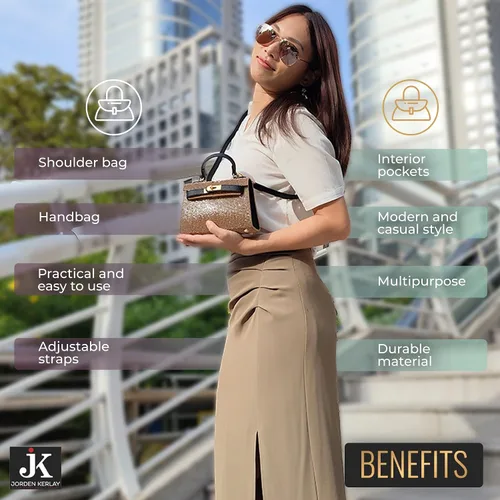 Vista 5 de JORDEN KERLAY Bolso de mano pequeñobolso para mujer Bolso de mano dorado bolso de hombro con asa superior Bolsa dorada estética de diseñador