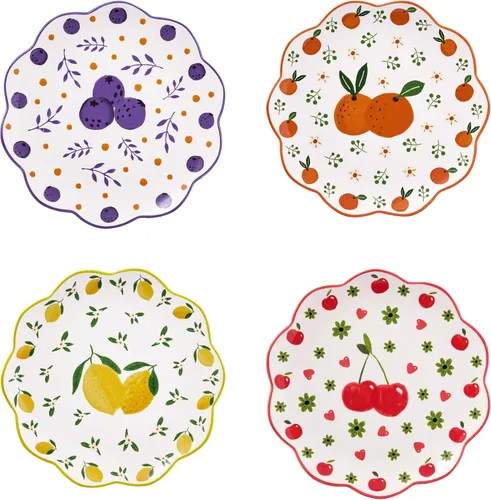 Vista 15 de Bico Blossom Symphony - Juego de 4 platos de ensalada de 8.75 pulgadas de cerámica, platos de postre para ensalada, aperitivo, guarniciones, aptos