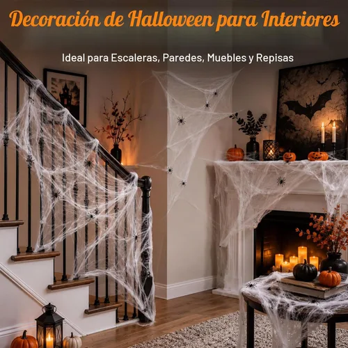 Vista 5 de MAQIHAN Telarañas de Halloween de 1300 pies cuadrados - Telarañas al aire