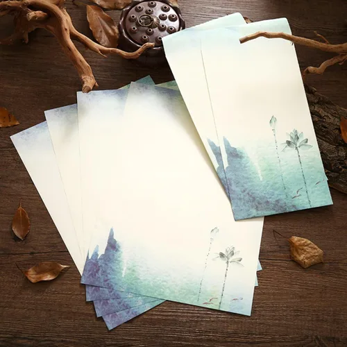 Vista 2 de SCStyle 16 bonitos sobres retro de 8.46 x 4.33 pulgadas, 32 encantadores diseños especiales kawaii estilo chino papelería papel carta de escritura