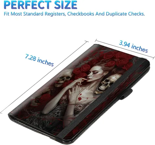 Vista 169 de Funda para chequera para hombres y mujeres, cartera de cuero RFID con ranuras para tarjetas de crédito, soporte de cheques duplicados personales