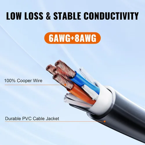 Vista 3 de VEVOR Cable de extensión de 50 amperios para caravana de 25 pies, resistente STW calibre 6/3+8/1, cable de alimentación para RV, conector NEMA
