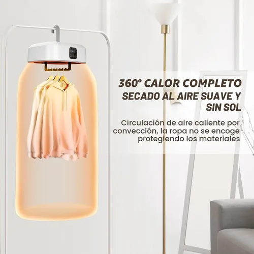 Vista 7 de Secadora de ropa portátil, mini secadora de ropa con control remoto, pequeña secadora eléctrica plegable y compacta con bolsa seca para viajes