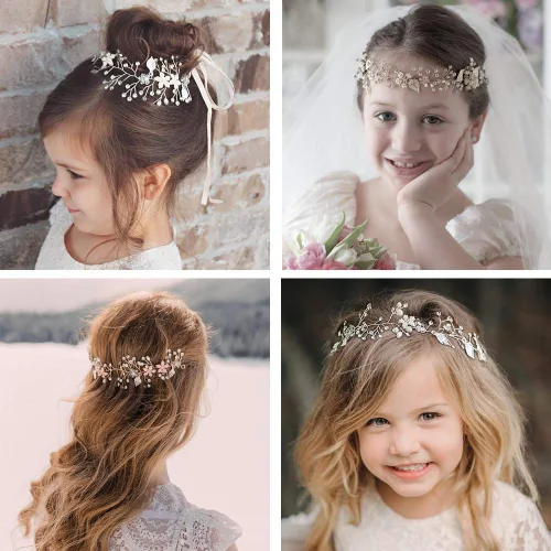 Vista 3 de SWEETV 2 diademas de boda plateadas para niñas, accesorios para el cabello de cristal de princesa para fiesta de cumpleaños, primera comunión