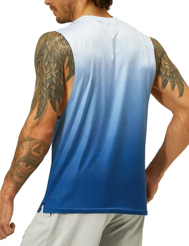 Vista 5 de EZRUN Camiseta sin mangas para hombre, para natación, playa, secado rápido, gimnasio, entrenamiento, camiseta muscular, tallas grandes y altas