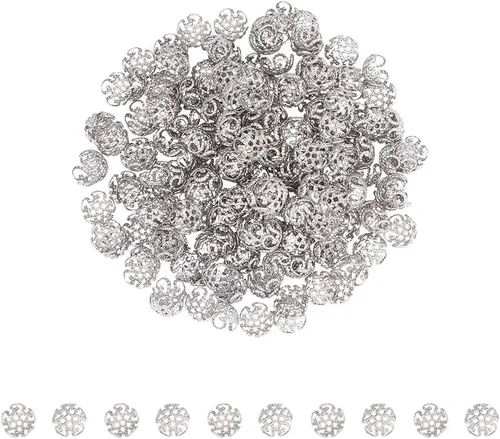 Vista 6 de UNICRAFTALE 300 cuentas espaciadoras de acero inoxidable con agujero de 0.039 pulgadas (0.039 in), cuentas espaciadoras de flores de varios pétalos