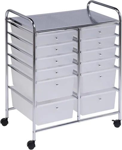 Vista 7 de Honey-Can-Do - Carrito de almacenamiento de plástico de 3 cajones con ruedas, plateado