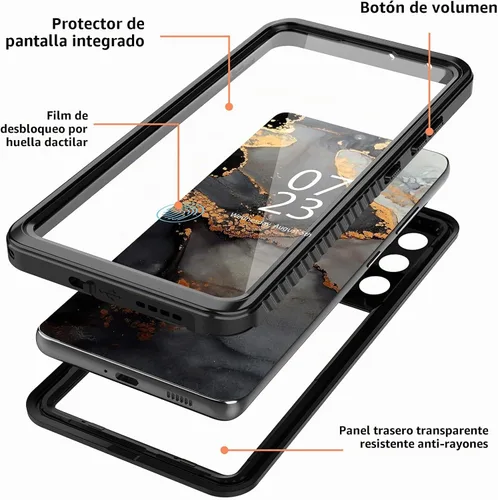 Vista 4 de ANTSHARE - Funda impermeable para Samsung Galaxy S21 Ultra, color negro y transparente Galaxy S21 Ultra Case with Screen Protector,360 Full Body