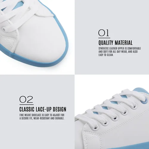 Vista 4 de JABASIC Zapatos deportivos de plataforma con cordones para mujer, cómodos, informales, a la moda, para caminar