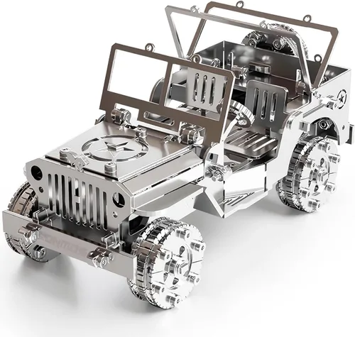 Vista 15 de Kits de modelo de metal 3D, rompecabezas de metal 3D de lobo mecánico, serie de animales de acero DIY, rompecabezas simples 3D, decoración