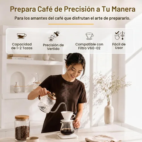 Vista 2 de Gotero de Café Pour Over - Accesorios de Cerámica de Preparación Lenta para Hogar, Cafetería, Restaurantes - Regalo Fácil de Preparación Manual