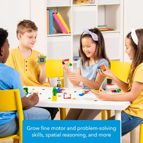 Vista 3 de Plus Plus 70 piezas de bloques de construcción entrelazados para niños, juguetes de conexión de extremo abierto, contenedor Stem para el aula, mini