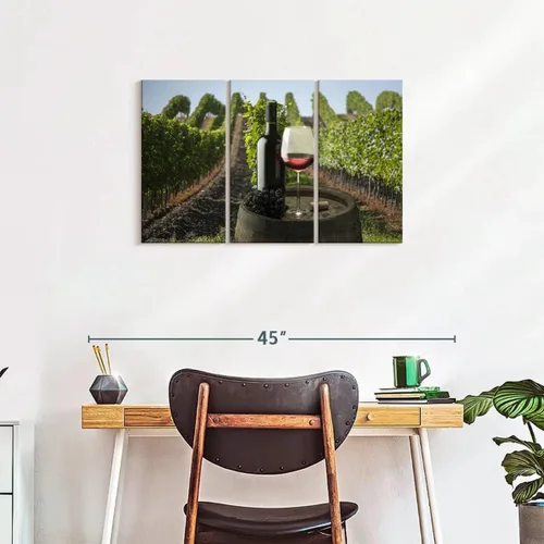 Vista 8 de ElephantStock - Vineyard Wine Tasting Wall Art - Horizontal Multi Panel Canvas - 3 Piece Dining Room Wall Decor - Photography Food And Drink Multi