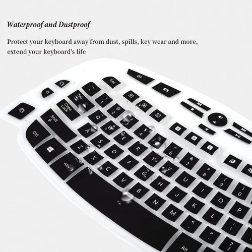 Vista 5 de Funda de teclado para Logitech K350 MK550 MK570 Teclado inalámbrico ondulado, Logitech K350 MK550 MK570 Accesorios de teclado inalámbrico Piel Negro