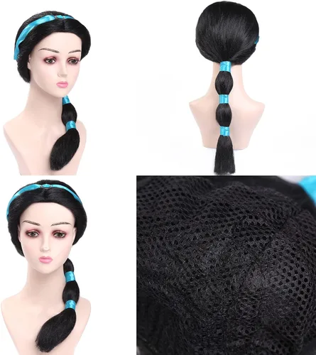 Vista 6 de TPMG Princess Jasmine Costume for Girls 3T-12Y, Dress Up Clothes Kids Halloween Play Dress with Wig Headband Party Outfits