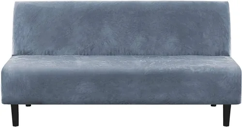 Vista 10 de IMYOGI Fundas de terciopelo para sofá sin brazos, fundas elásticas para sofá cama, fundas súper suaves, protector de muebles antideslizante con Negro