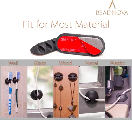 Vista 5 de BEADNOVA Clips para cables, organizador de cables, soporte para cables adhesivos, 1 ranuras para accesorios de carga de automóvil, PC, oficina