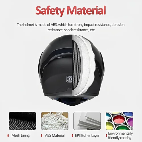 Vista 3 de Casco modular de motocicleta de cara completa aprobado por DOT con protector solar de doble visera, sistema de ventilación múltiple, forro lavable