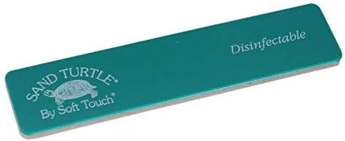 Vista 2 de Soft Touch Sand Turtle - Bloque de lima de uñas, esponja suave, grano fino verde azulado 120, 5 ¼ pulgadas, una pieza