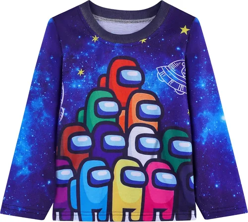 Vista 2 de Boys Long Sleeve Game Role Print Set Short Sleeve 2 Piece Sets