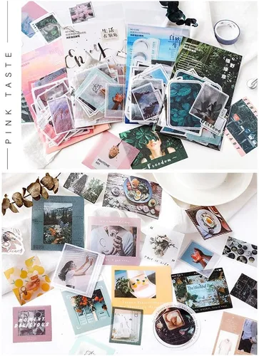 Vista 4 de Adhesivo Washi para álbum de recortes, plantas verdes, hermosos paisajes de la naturaleza, decoración de cosas de la vida diaria, calcomanías