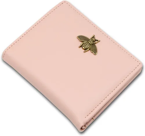 Vista 10 de Cartera pequeña para mujer con bloqueo RFID, cartera de bolsillo doble, cartera compacta y delgada para mujeres, carteras mini para mujeres, Negro