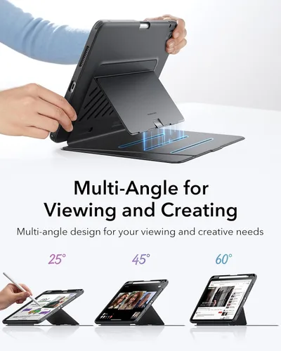 Vista 4 de ESR - Funda para iPad Air de 11 pulgadas M3/M2 (2025/2024), iPad Air de 5ª/4ª generación (2022/2020), funda con soporte vertical, múltiples ángulos