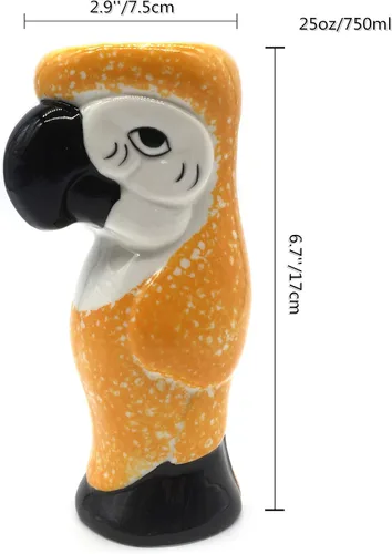 Vista 4 de LINALL Tiki Mugs - Taza de loro Tiki, 25 onzas / 25.4 fl oz, taza de cóctel para Mai Tai, Punch, piña colada y bebidas tropicales de bar