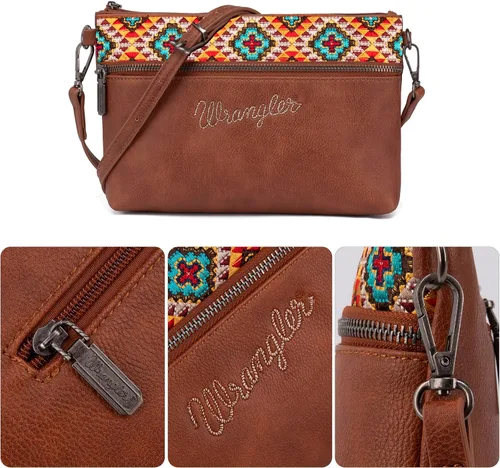 Vista 4 de Wrangler - Bolso cruzado de piel de vaca occidental para mujer