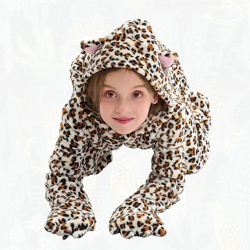 Vista 5 de Cheetah Tiger Skeleton Costume Toddler Kids Adult Halloween Costume Animal Oneise Costume Outfit for Girls Boys Women Men