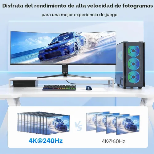 Vista 4 de [Certificado VESA] Cable Matters Cable DisplayPort 1.4 corto de 32.4 Gbps
