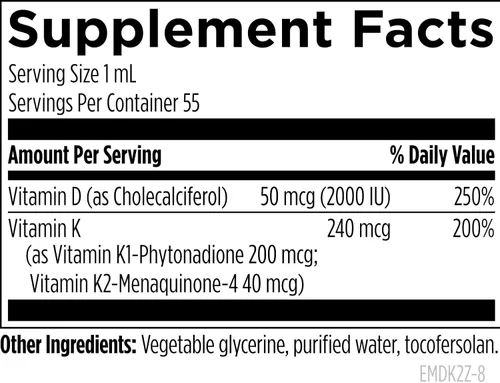 Vista 2 de Designs for Health Emulsi-D3 Synergy - Líquido de vitamina D de 2000 UI con vitamina K, líquido emulsionado D3 K2 gotas para apoyo del sistema