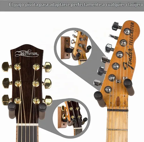Vista 2 de String Swing CC01K-BW Soporte de pared para guitarras acústicas y eléctricas con soporte de pared de nogal negro