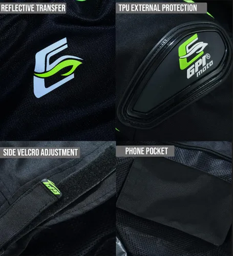 Vista 5 de GPI MOTO Chaqueta de motocicleta de malla para hombre - Chaqueta de motocicleta de verano Cordura 600D, armadura CE, hombreras - Sin forro térmico