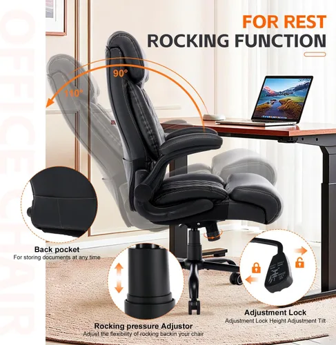 Vista 6 de BOSMILLER Big and Tall Office Chair, Heavy Duty Executive Chairs with Adjustable Lumbar Support for Back Pain, Ergonomic Comfortable Computer Chair