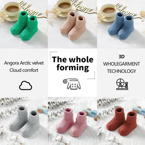 Vista 2 de YIXPOH Botines para bebé, recién nacido, primeros pasos, antideslizantes, para cuna, calcetines de punto cálido