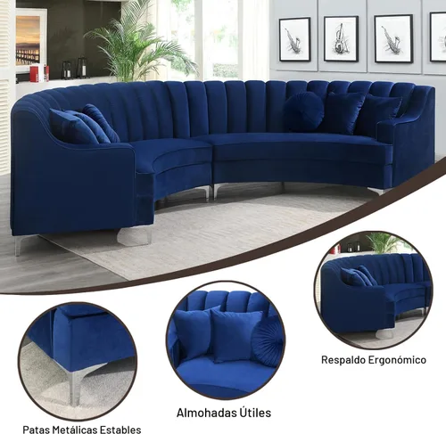Vista 7 de Legend Vansen L - Sofá de terciopelo semicírculo de 141.34 pulgadas, sofá modular curvado de gran tamaño para sala de estar, oficina, apartamento