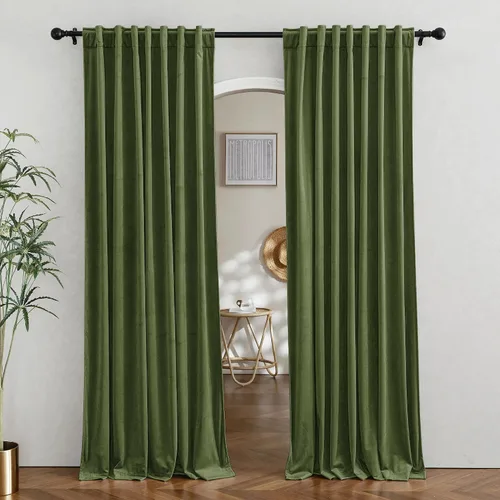Vista 9 de RYB HOME Cortinas 100% opacas de terciopelo blanco para dormitorio, pestaña trasera y bolsillo para barra, aislamiento térmico, cortinas