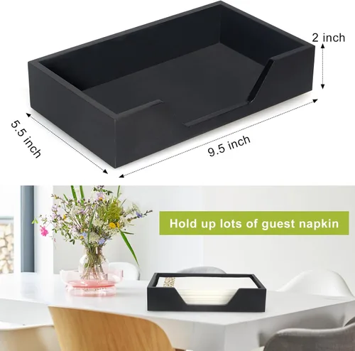 Vista 6 de Servilletero de madera negro para cocina, baño, toallero de invitados, estilo rústico moderno