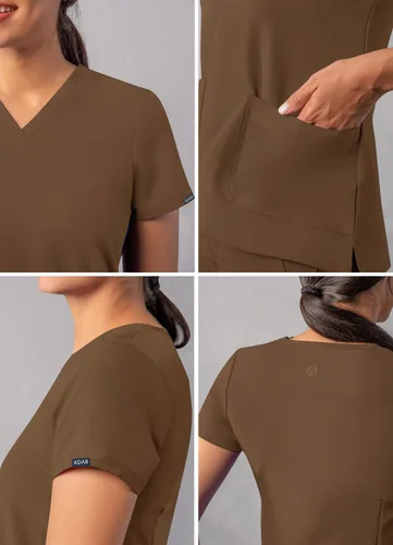 Vista 4 de Adar Addition - Ropa quirúrgica para mujer, moderna camiseta médica con cuello en V