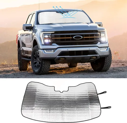 Vista 9 de RT-TCZ Parasol para Parabrisas Protector Solar Escudo Térmico Parasol de Ventana Visera Solar Alfombrilla para Ford F150 2009-2014, Bandera de EE.UU