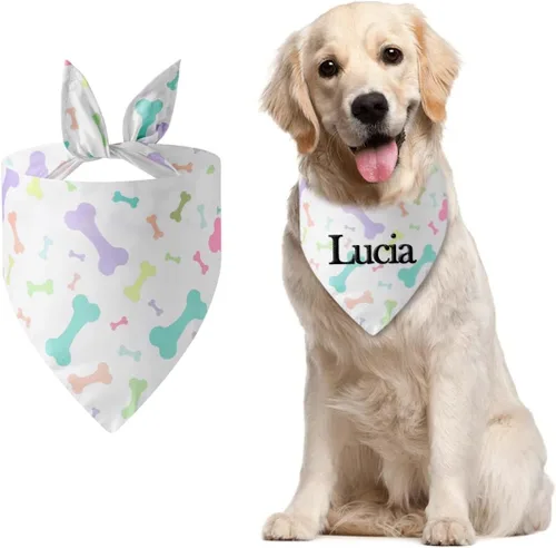 Vista 17 de Bandana personalizada para perro con nombre bordado, bufanda para cuello personalizada, babero triangular, accesorios para mascotas para perros