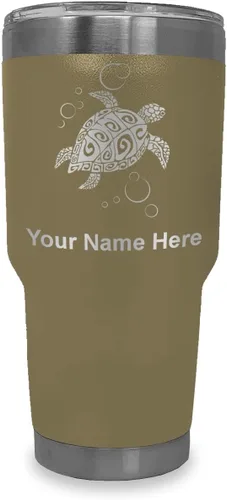 Vista 10 de LaserGram Vaso aislado al vacío de 20 onzas, tortuga marina hawaiana, grabado personalizado incluido (morado claro)