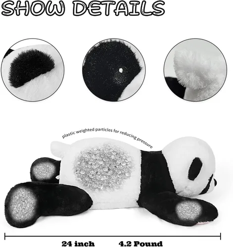 Vista 2 de Animales de Peluche Panda con Peso de 5 lb, Oso Panda de Peluche con Peso de 24 pulgadas para Niños Adultos Niños Niñas, Lindos Peluches Juguete