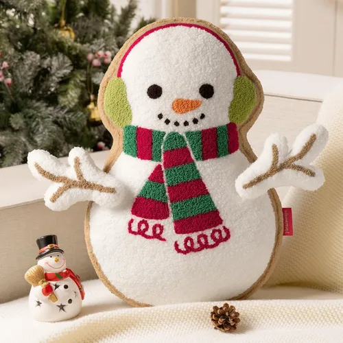 Vista 12 de Phantoscope Almohada Decorativa de Feliz Navidad Pan de Jengibre, Almohadas de Peluche Teddy Navideñas con Forma de Pan de Jengibre con Gorro
