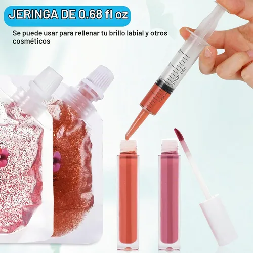 Vista 4 de Paquete de 3 jeringas de 0.7 fl oz con tapa, jeringas de plástico empaquetadas individualmente para laboratorios, medición de líquidos, alimentación