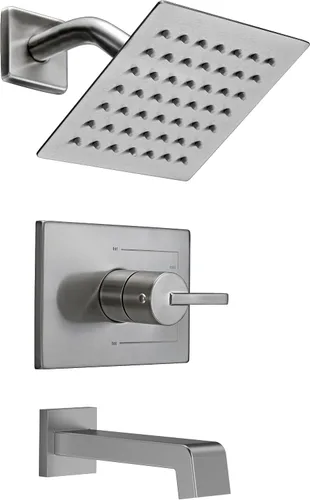 Vista 11 de SOOOHOT Accesorios de ducha dorados cepillados, juego de grifo de bañera y ducha con cabezal de ducha dorado de 6 pulgadas y boquilla de tina, juego
